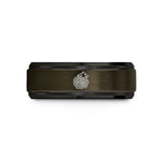 engraved ring for her – gunmetal & black tungsten fenrir bound wedding band