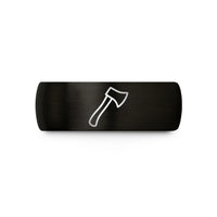 mom of groom present – black tungsten hatchet wedding band