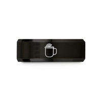 groom's mom present – black & rose gold tungsten mule mug wedding band