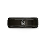 unique presents for mom – black & rose gold tungsten cross holly wedding band