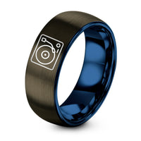 Mothers Birthday Gifts from Daughter – gunmetal & blue tungsten turntable ring