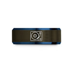 personalized mom present ideas – gunmetal & blue tungsten turntable wedding band