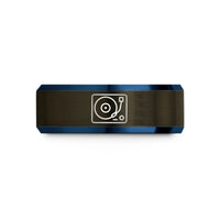 personalized mom present ideas – gunmetal & blue tungsten turntable wedding band