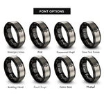 font options for inside engraving on black & grey motion lines rings