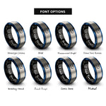 font options for inside engraving on black & blue & grey motocross helmet rings