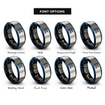 font options for inside engraving on black & blue & gray motocross helmet rings
