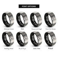 font options for inside engraving on black & silver motocross helmet rings