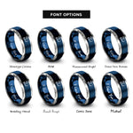 font options for inside engraving on blue & silver motocross helmet rings