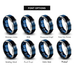 font options for inside engraving on blue & gray motocross helmet rings