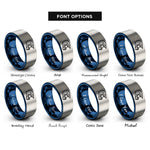 font options for inside engraving on blue & gray motocross helmet rings