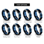 font options for inside engraving on blue & grey motocross helmet rings