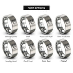 font options for inside engraving on silver motocross helmet rings