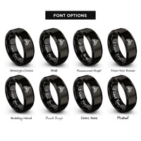 font options for inside engraving on black motocross jump rings