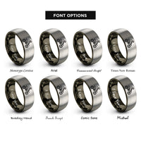 font options for inside engraving on gunmetal & silver motocross jump rings