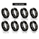 font options for inside engraving on black & silver motorcycle boots rings