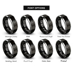 font options for inside engraving on black & grey motorcycle fullface helmet rings