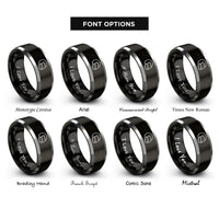 font options for inside engraving on black & grey motorcycle fullface helmet rings