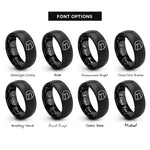 font options for inside engraving on black motorcycle fullface helmet rings