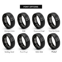 font options for inside engraving on black motorcycle fullface helmet rings