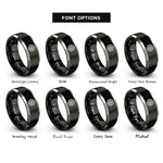 font options for inside engraving on black & silver motorcycle spoke wheel rings