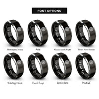 font options for inside engraving on black & silver motorcycle spoke wheel rings