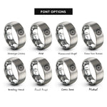 font options for inside engraving on silver motorcycle spoke wheel rings
