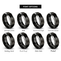 font options for inside engraving on black & gray mount rainier circle rings
