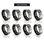 font options for inside engraving on black & gray mountain 4x4 rings