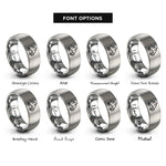font options for inside engraving on gray mountain 4x4 rings
