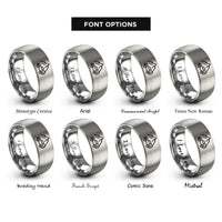 font options for inside engraving on gray mountain 4x4 rings
