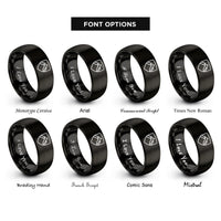 font options for inside engraving on black mountain crest shield rings