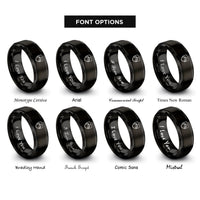 font options for inside engraving on black mountain crest shield rings