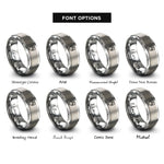 font options for inside engraving on silver mountain crest shield rings