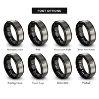 font options for inside engraving on black & grey mountain emblem rings