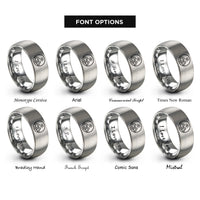 font options for inside engraving on silver mountain emblem rings