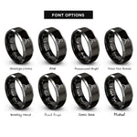 font options for inside engraving on black & silver mountain flag rings