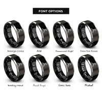 font options for inside engraving on black & silver mountain flag rings