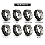 font options for inside engraving on black & gray mountain goat rings