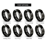 font options for inside engraving on black & grey mountain goat rings