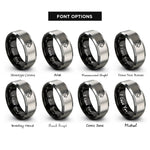 font options for inside engraving on black & silver mountain goat rings