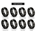 font options for inside engraving on black & gray mountain highway rings