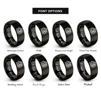 font options for inside engraving on black mountain hut pine rings