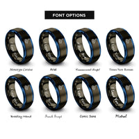 font options for inside engraving on gunmetal & blue mountain lake moon rings