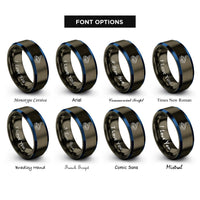 font options for inside engraving on gunmetal & blue mountain lake moon rings
