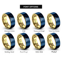 font options for inside engraving on gold & blue mountain moon rings