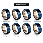 font options for inside engraving on rose gold & blue mountain moon rings