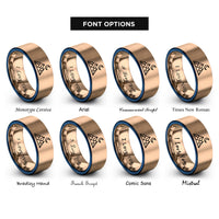 font options for inside engraving on rose gold & blue mountain moon rings
