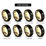 font options for inside engraving on black & gold mountain path compass rings