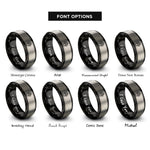 font options for inside engraving on black & silver mountain paw heart rings