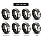 font options for inside engraving on black & grey mountain paw heart rings